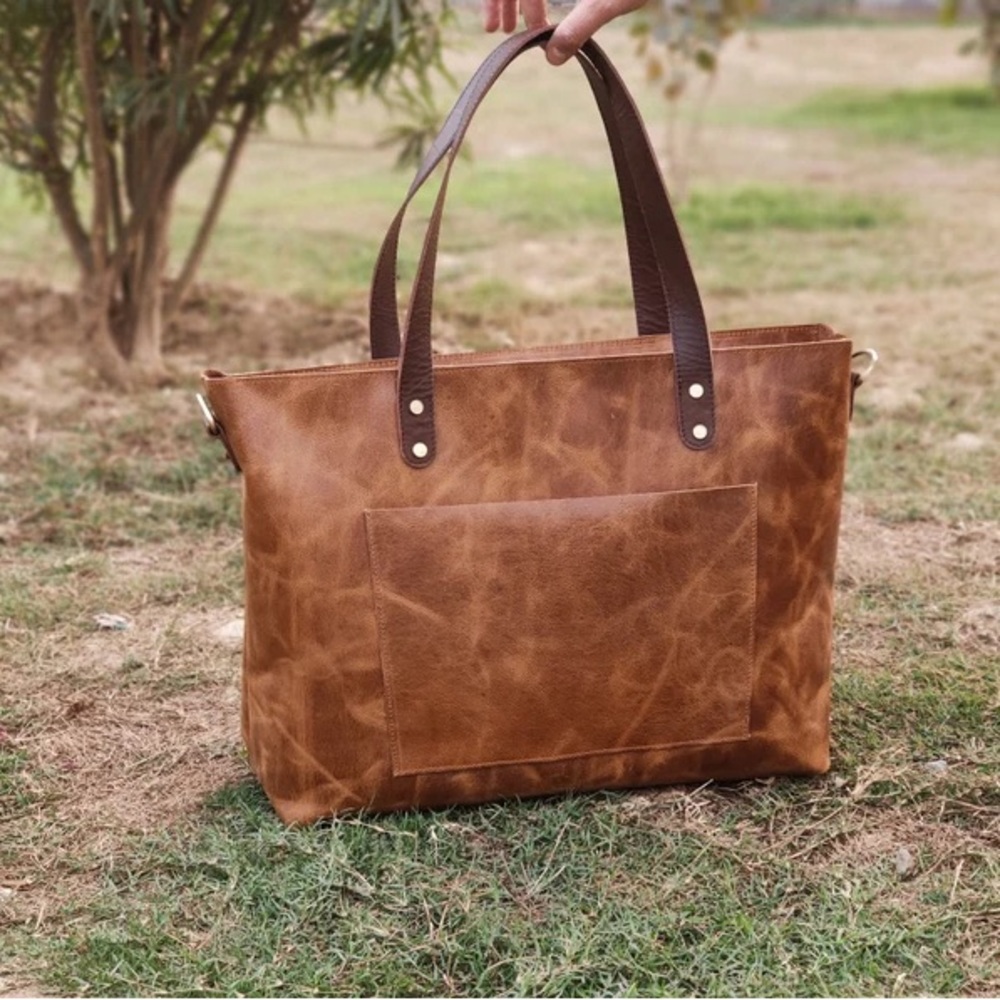 Brand New Large Leather Tote Bag for Women (sturdy for laptop, work tote)